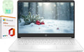 HP 14" Business Laptop, 1-Year Office 365 with Copilot AI, Dual-Core Intel Processor, Win 11, PLUSERA Earphones, Snowflake White–Best Value (Snowflake White, 16GB RAM | 1.1TB Storage)