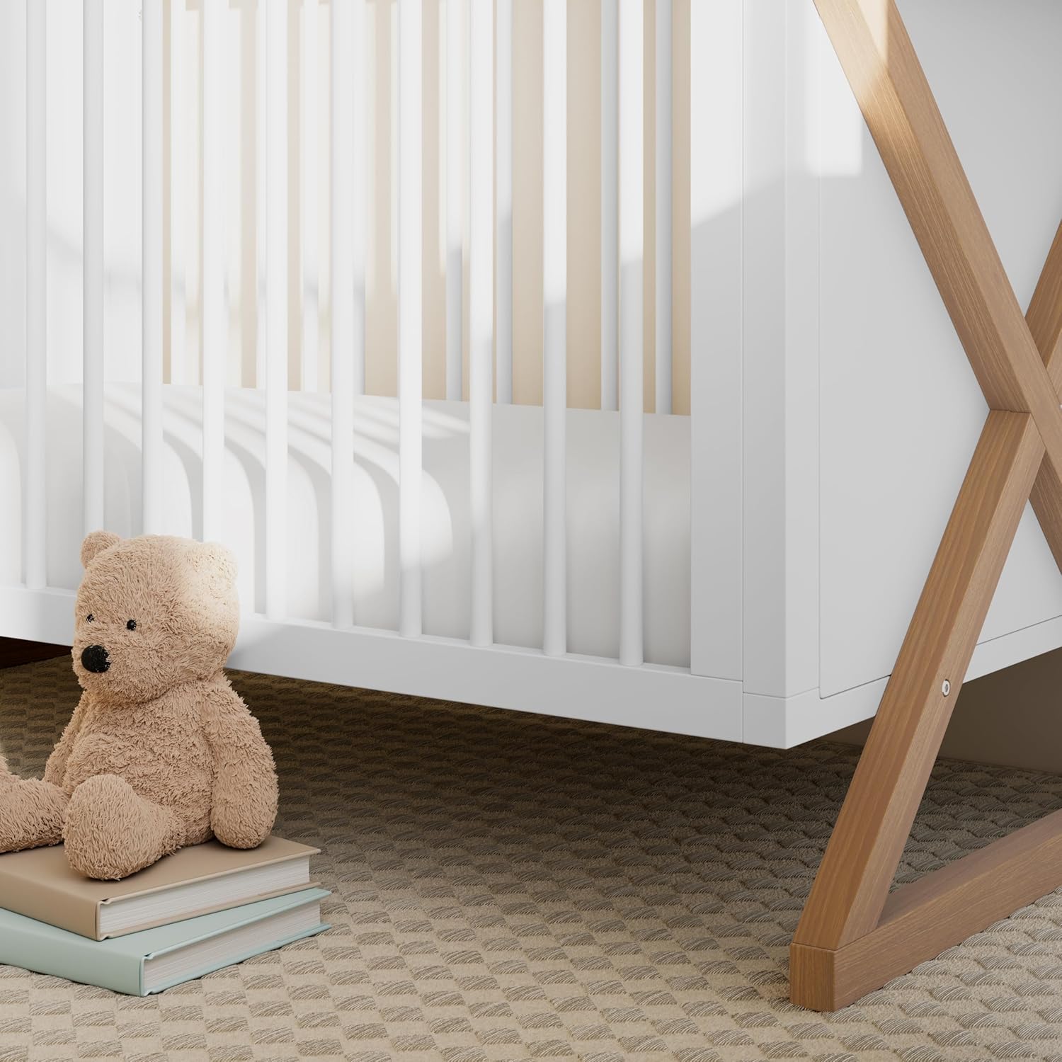 Storkcraft Equinox 3-in-1 Convertible Crib – GREENGUARD Gold Certified, Fits Standard Crib Mattress, Converts to Toddler Bed and Daybed, 4 Adjustable Mattress Heights (White and Vintage Driftwood)