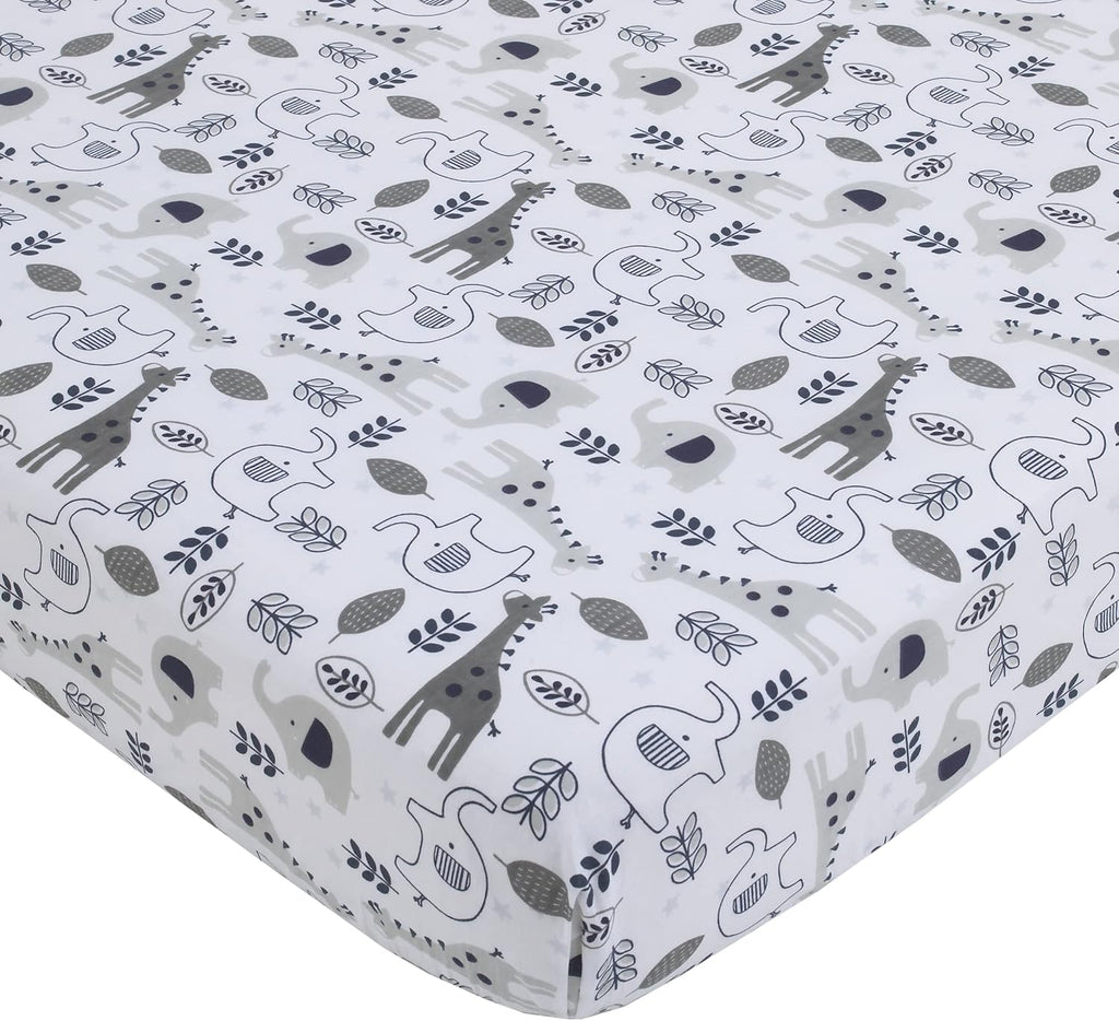 NoJo Love You to The Moon - Navy, Grey and Blue 4 Piece Nursery Crib Bedding Set with Comforter, Fitted Crib Sheet, Dust Ruffle, Diaper Stacker