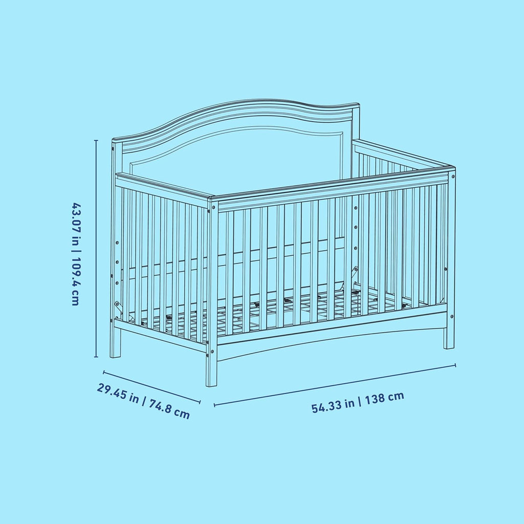 Graco Paris 4-in-1 Convertible Crib – GREENGUARD Gold Certified, Converts to Toddler Bed and Daybed, Fits Standard Full-Size Crib Mattress, Adjustable Mattress Support Base (White)