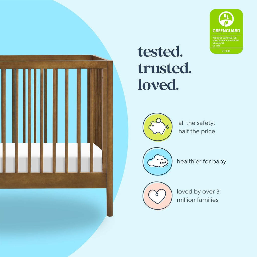 Davinci Birdie 3-in-1 Convertible Crib in Walnut, Converts from a Crib to a Toddler Bed and Day Bed, Easy to Assemble, Greenguard Gold Certified, 100% Solid Wood