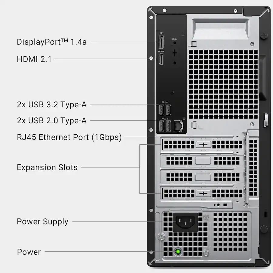 Dell Secure & Productive Business Tower Desktop, Intel 10-Core Ultra 5 225, 16GB DDR5 RAM, 1TB Storage(512GB SSD & 512GB External), HDMI, DP, Wi-Fi 6, RJ45, USB-C, Headset Jack, Windows 11