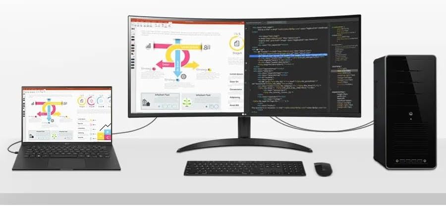 LG 34" WQHD Curved Monitor, 100Hz IPS HDR 10, AMD FreeSync, PBP, Auto Input Switch, Dual Controller, 1 x DisplayPort, 2 x HDMI, Black