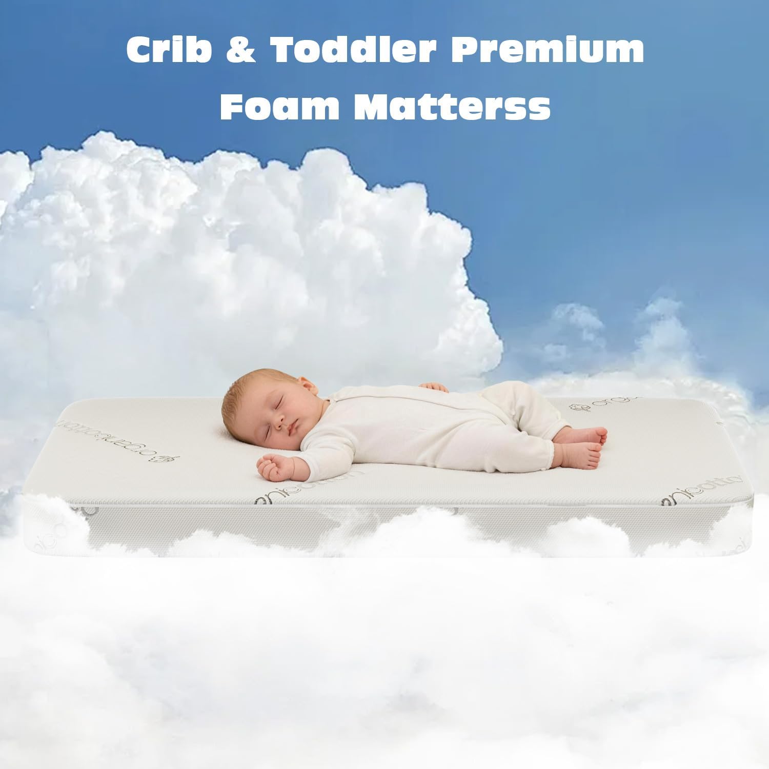 Crib & Toddler Mattress, 100% Organic Cotton Cover, Breathable, Premium Foam Interior, 5'' Thickness Firm, Fits Any Standard Size Baby Crib & Toddler Bed