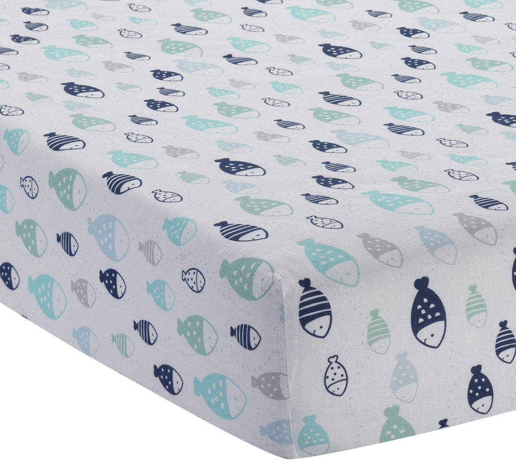 Lambs & Ivy Oceania 6-Piece Baby Crib Bedding Set - Blue Ocean, Nautical, Aquatic, Whale, Octopus Theme