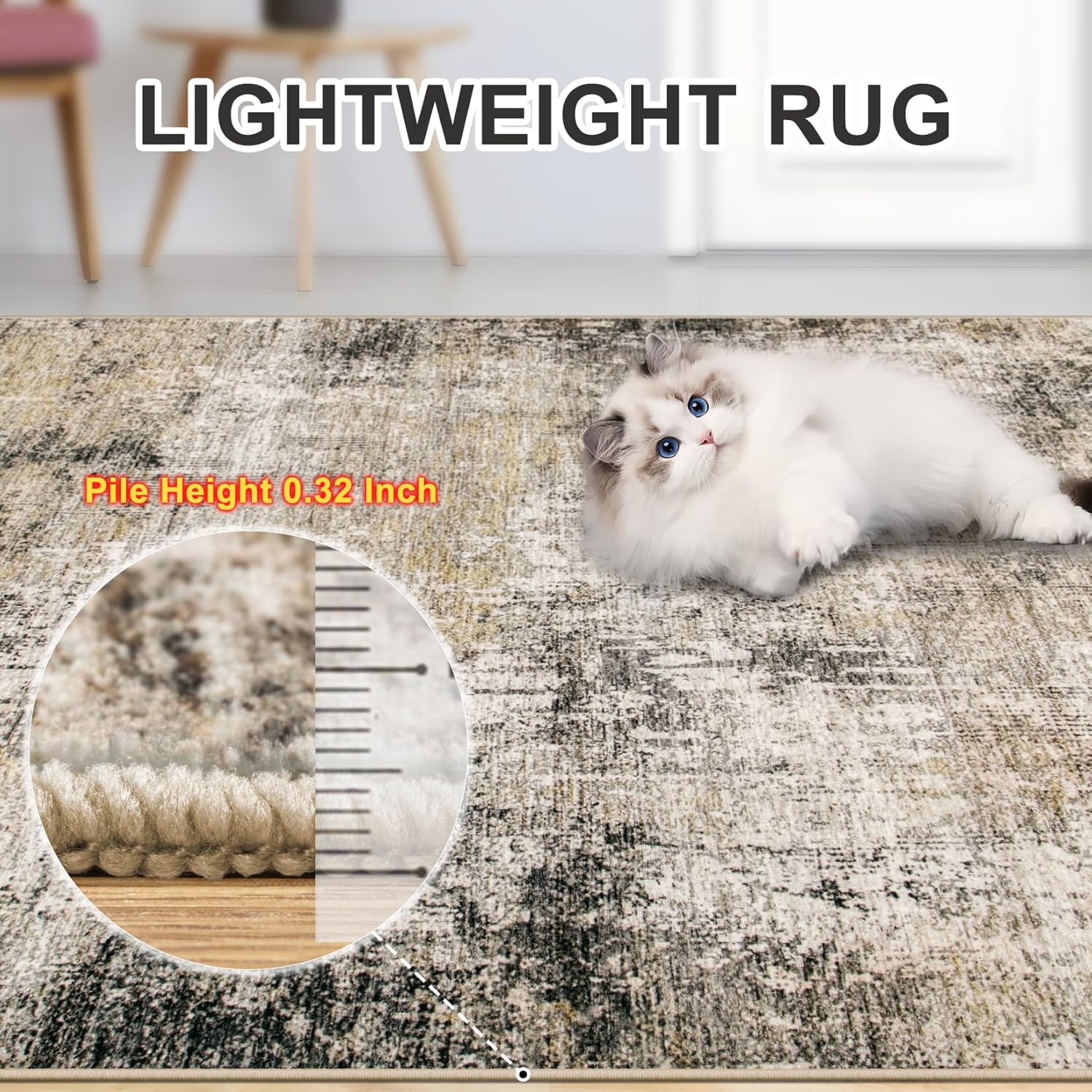 Area Rugs 9x12 Living Room - Washable Rug Modern Abstract Soft Large Neutral Non-Slip Carpet Indoor Floor Thin Carpets for Bedroom Dining Room Farmhouse Nursery Home Office Brown Black Grey