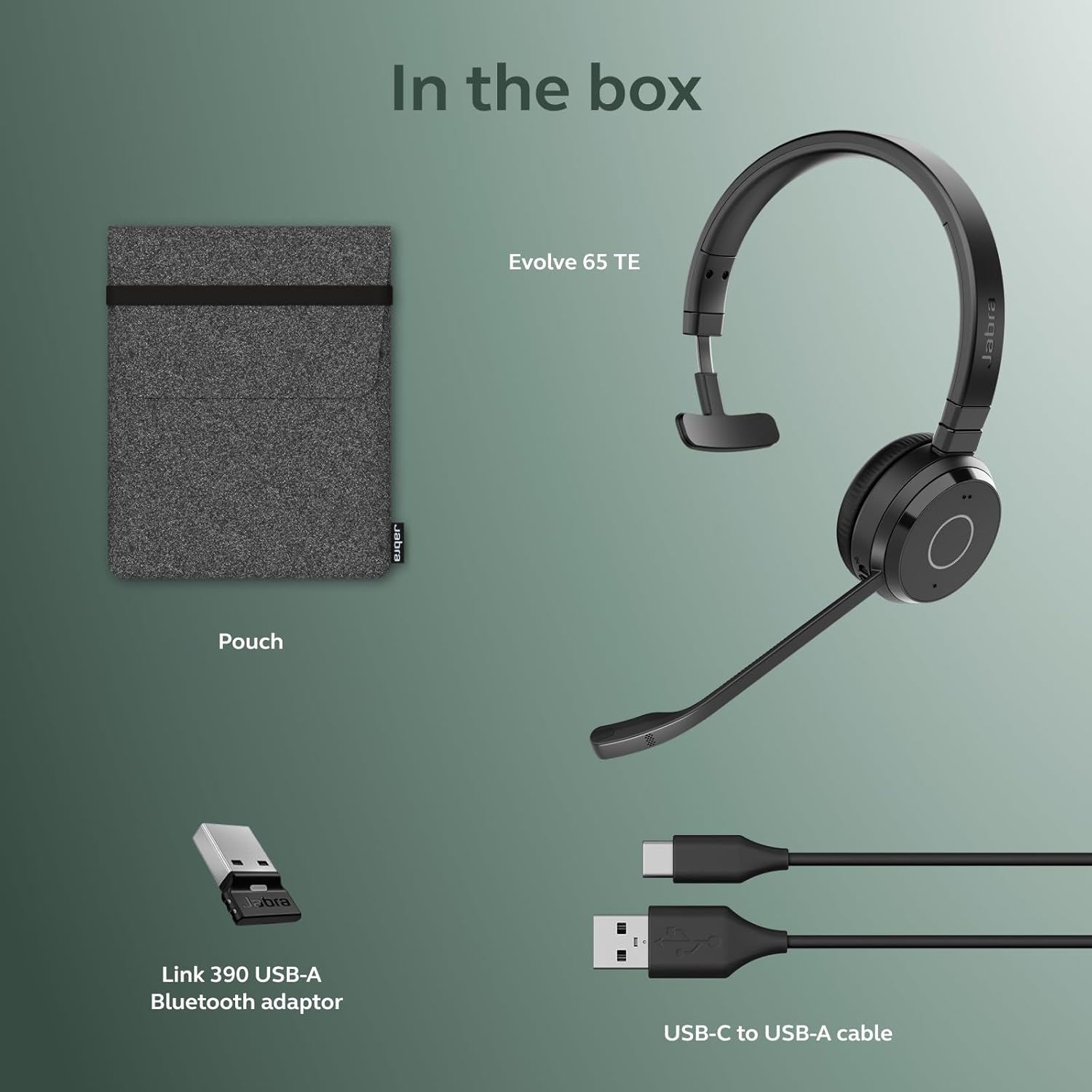 Jabra Evolve 65 TE (Third Edition) Wireless Single-Ear Headphones - Noise-Canceling Mic, 16 hrs Battery Life, Dual Connectivity, Works with All UC Platforms Like Zoom & Google Meet, Black