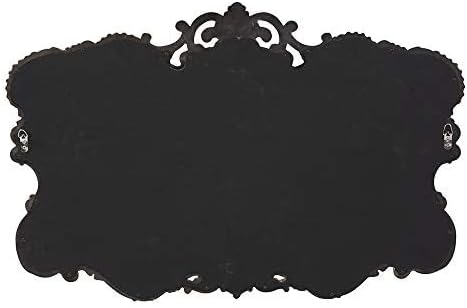 Howard Elliott Collection Antiqued Talida Red Ornate Mirror for Wall, Large Focal Point Rectangular Bedroom Living Room & Vanity Wall Mounted Mirror,Resin Frame, Glossy Nickel, 27 x 38 Inch