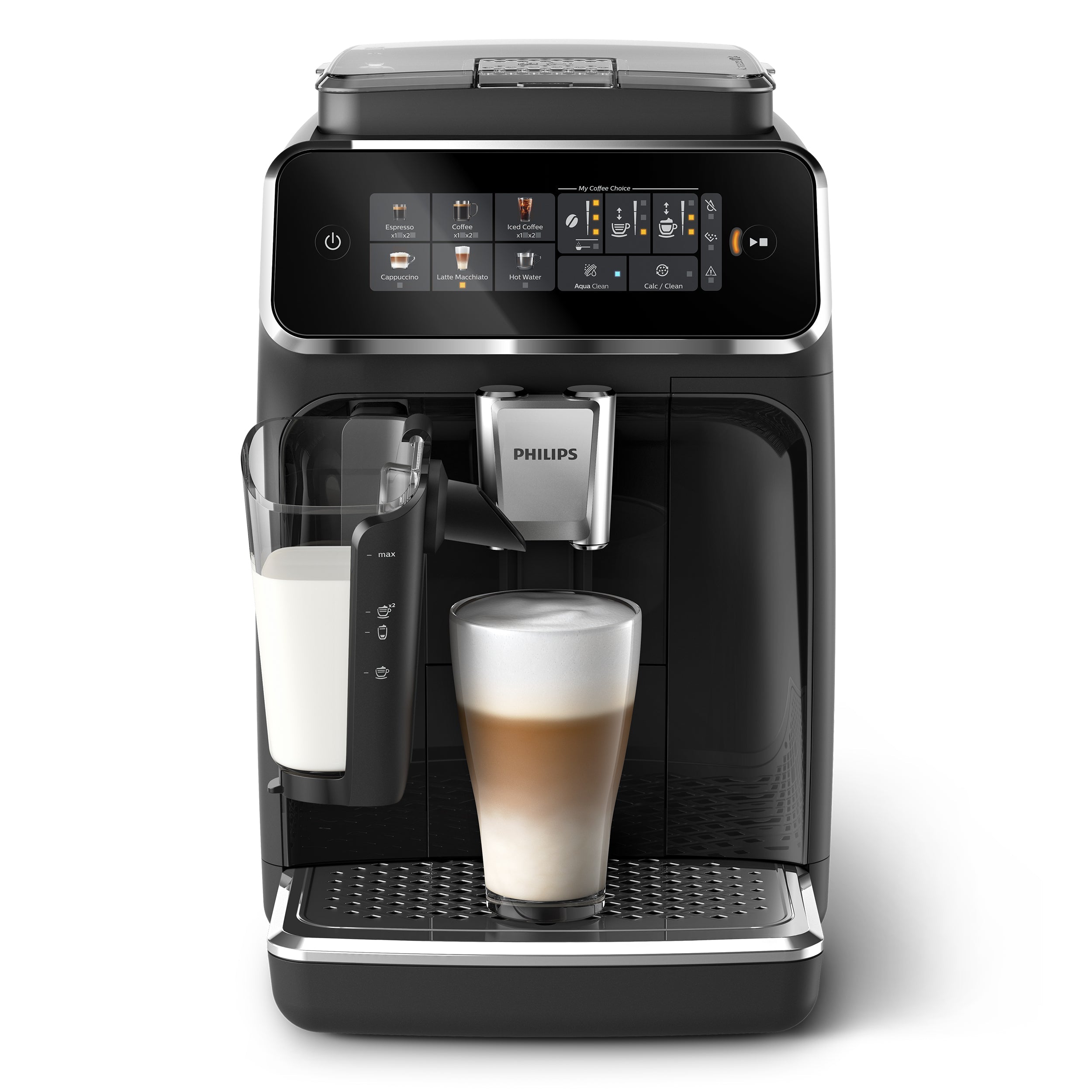 PHILIPS Kaffeevollautomat EP3341/50 3300 Series, 6 Getränke (heiß oder eisgekühlt), LatteGo-Milchsystem, SilentBrew Technologie Klavierlack-Schwarz