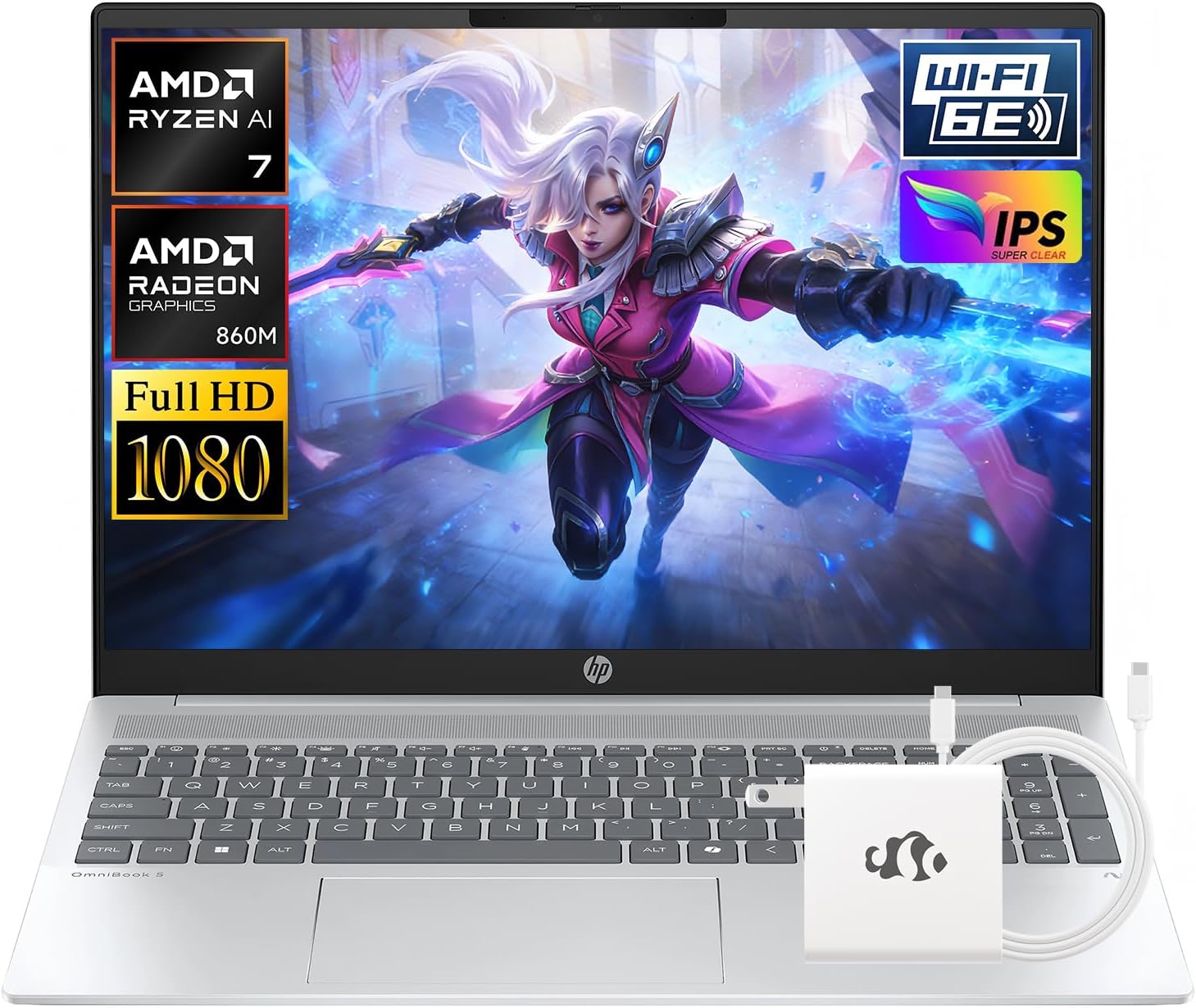 HP OmniBook 5 16" 2K Laptop, AMD Ryzen AI 7 350 (Up to 5GHz) 16GB DDR5 RAM 1TB SSD, Radeon 860M Graphics Copilot+ PC Win11 WiFi6E Backlit KB Computer for Creator Business Gaming w/GM Accessory