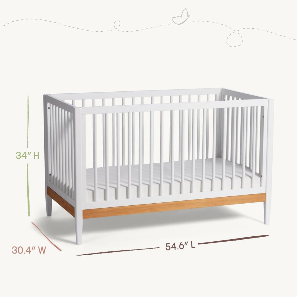 Little Seeds Clover 4-in-1 Convertible Crib, True White/Natural