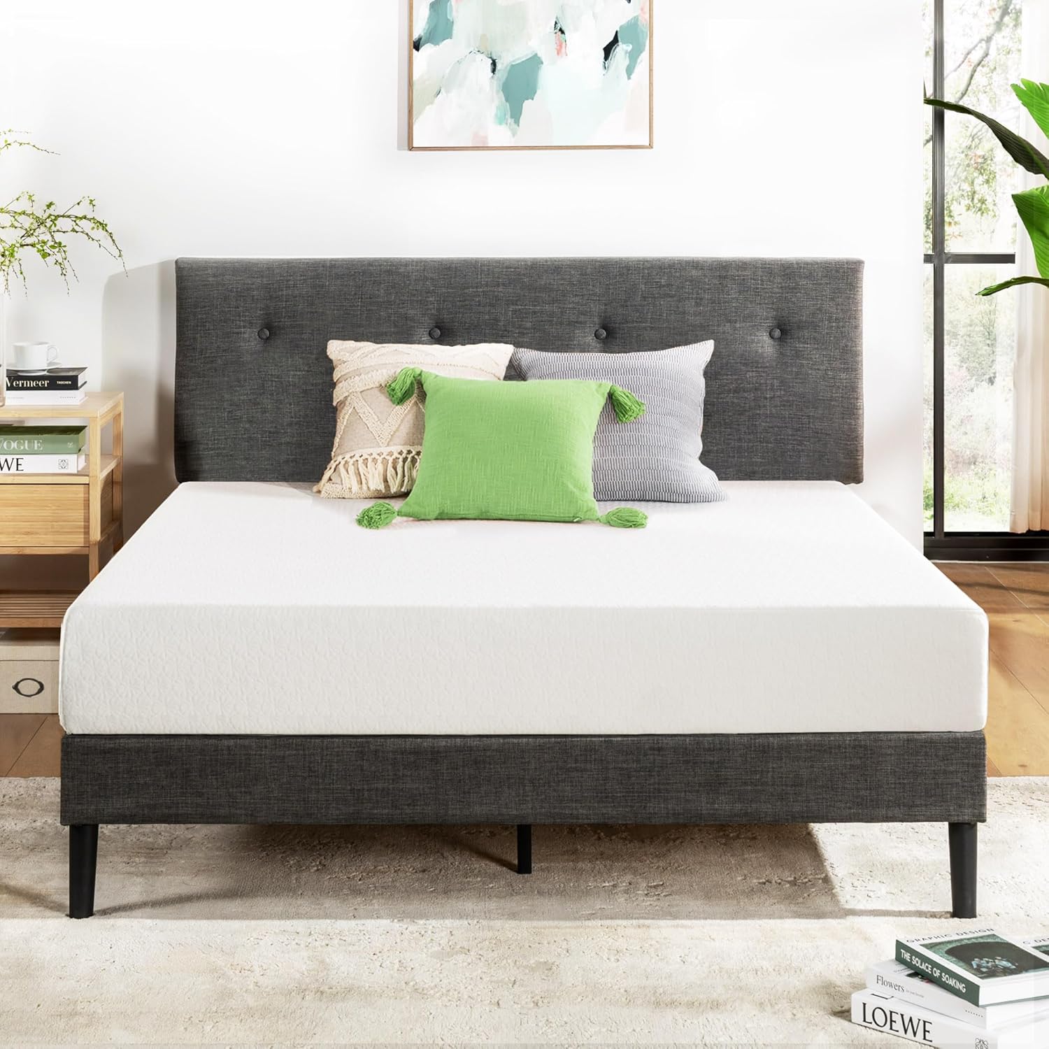 Best Price Mattress 8 inch Twin Mattress Bed-In-A-Box, Green Tea Memory Foam, White