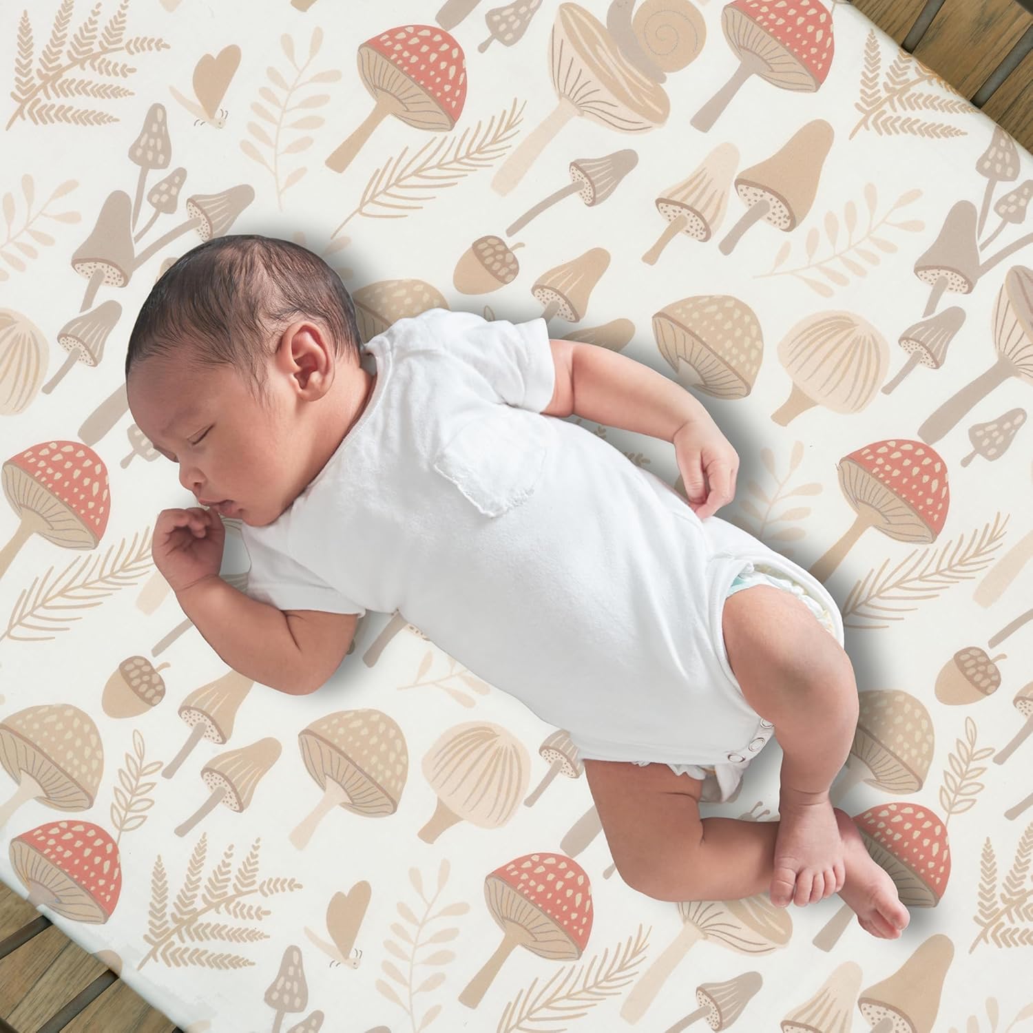 Lambs & Ivy Mushroom Meadow 3-Piece Organic Cotton Infant Baby Crib Bedding Set