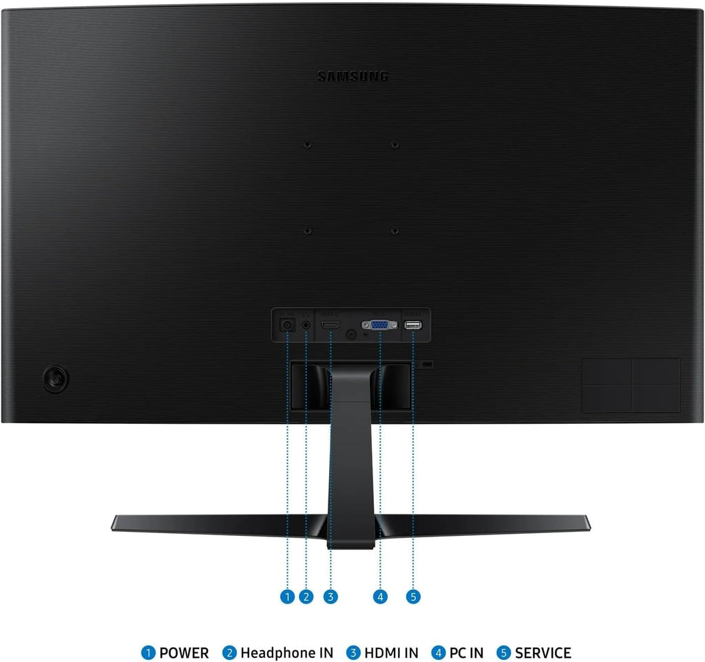 Samsung 27" Essential S3 Series 4K LED Curved Monitor, 1800R, Game Mode, 100Hz Refresh Rate, Dual Ports, Eye Comfort, Black, with HDMI Cable