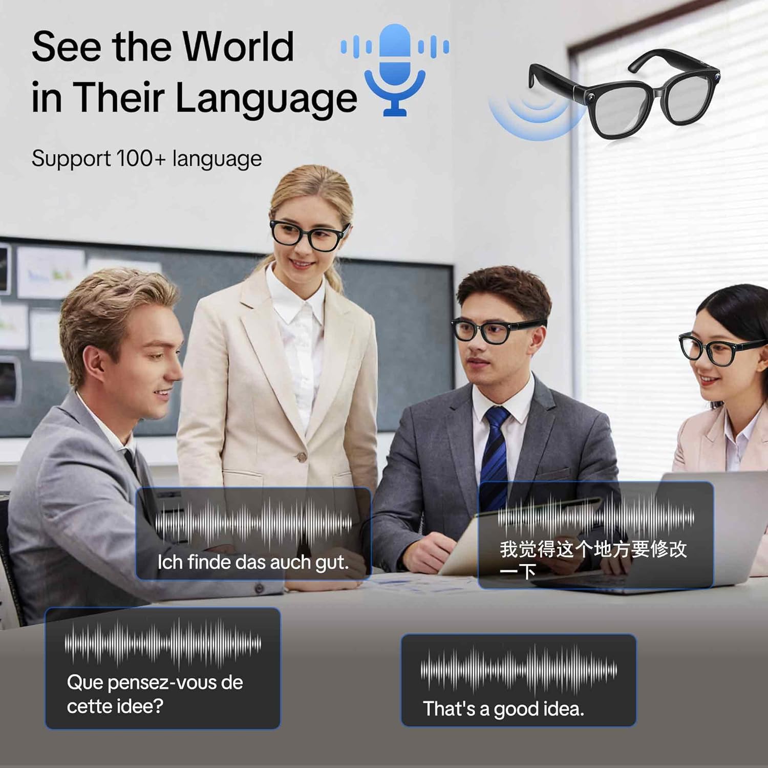 2026 Ai Smart Glasses for Men Women, 13mp 4k Hd Camera Glasses, Supports Real-Time Translation/Photo/Video/Audio Recording with Color-Changing Lenses for Travel, Sports