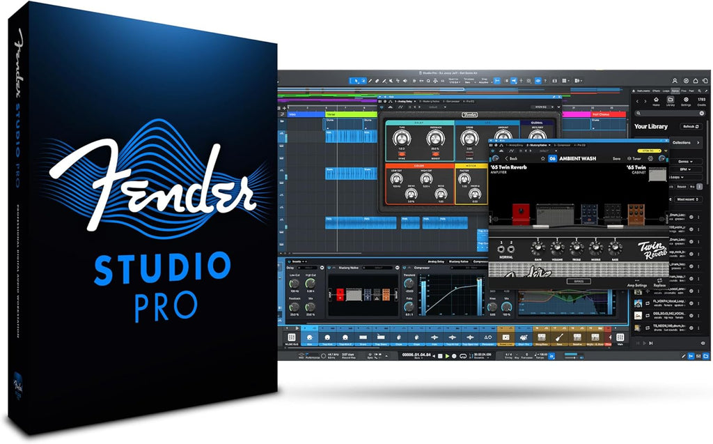 Fender Studio Pro 8 — Perpetual License Upgrade PC/Mac Online Code Full Music Production Software, Digital Audio Workstation, Guitar Recording Software, Fender Amp Modeling, Audio-to-MIDI Tools, Mix & Master, Unlimited Tracks