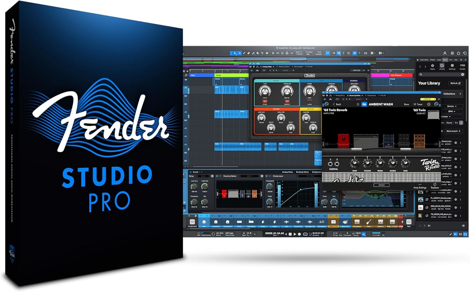 Fender Studio Pro 8 — Perpetual License Upgrade PC/Mac Online Code Full Music Production Software, Digital Audio Workstation, Guitar Recording Software, Fender Amp Modeling, Audio-to-MIDI Tools, Mix & Master, Unlimited Tracks