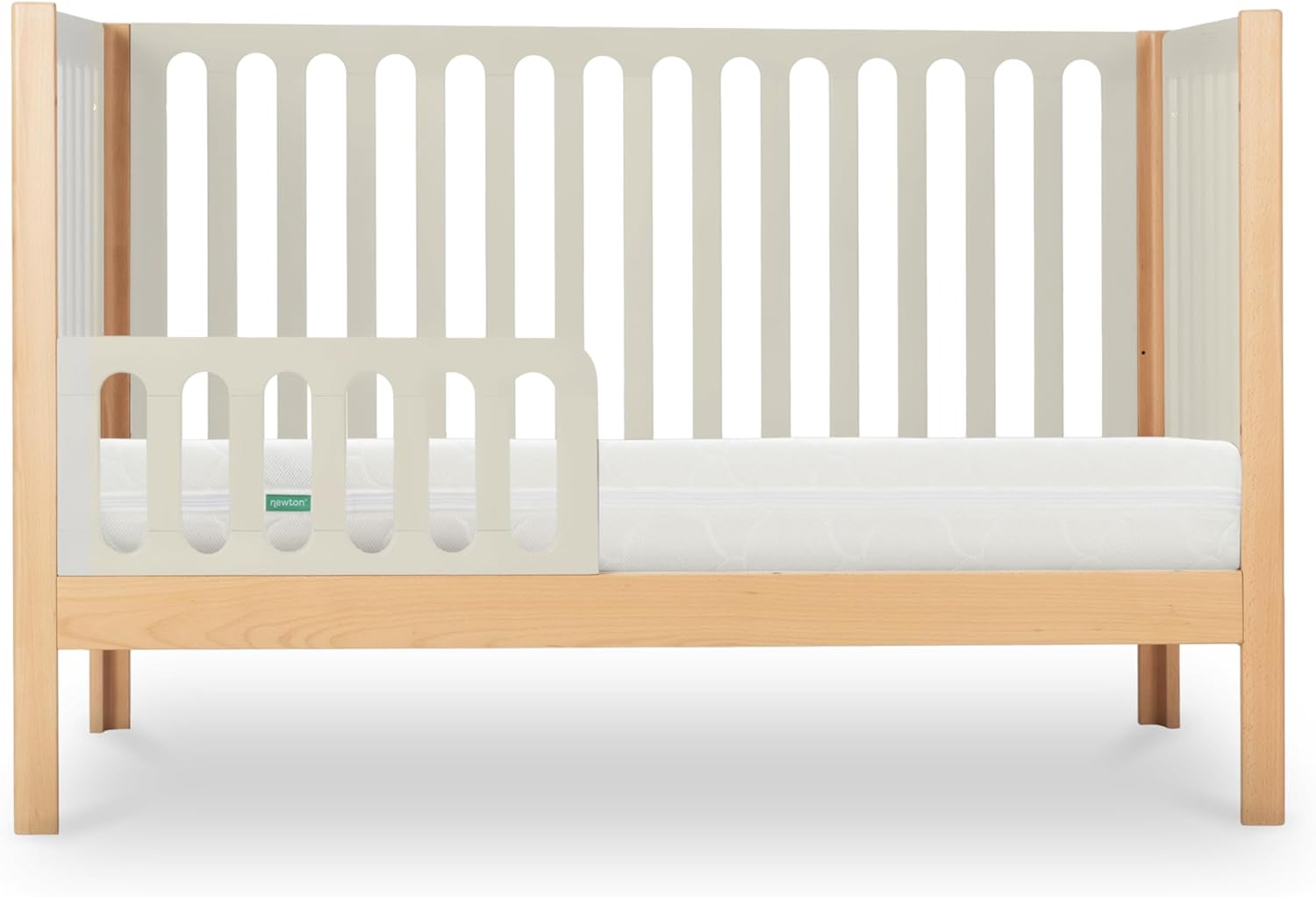 Newton Baby Galileo Standard Crib, Solid Beech Wood in Natural/Dove 2-Tone Color, 3-in-1 Convertible Crib with Toddler Bed Conversion Kit, Ultra-Safe Non-Toxic Finish