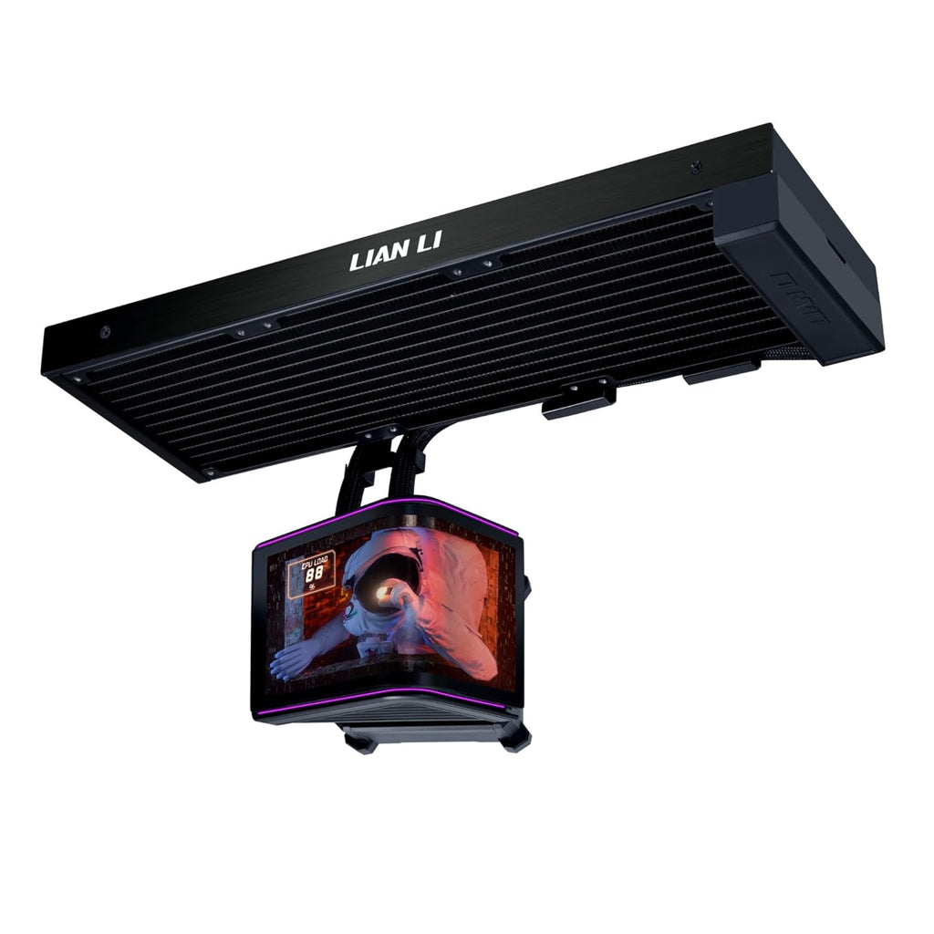 Lian Li Hydroshift II OLED Curved 360 Liquid CPU Cooler - Flexible Slide-Tube Clamp Coolant Pathway - Adjustable 6.67" 2K Screen - 3D Animation Effects - LGA 1851/1700, AMD AM5/4 - Black (HS2OLDC36NB)
