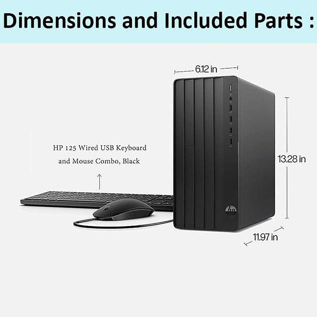 HP Desktop Computer 2026 Tower for Home Student & Business, 13th Gen Intel Quad-Core Processor, 8GB DDR4 RAM, 256GB PCIe SSD, WiFi Adapter, VGA, RJ-45, HDMI, Keyboard and Mouse, Windows 11 Home