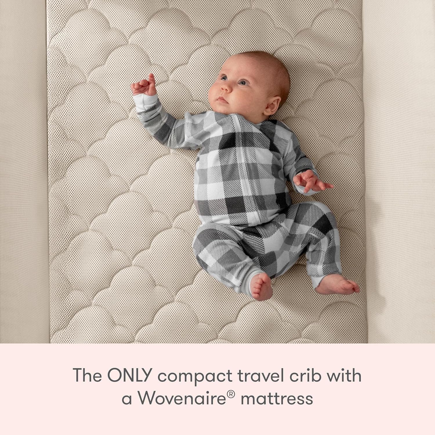 Newton Baby Compact Travel Crib & Play Yard | Breathable & Washable Mattress, Foldable Carry-On Size, Backpack Straps, Sand, Newton Bassinet Attachment NOT Included or Compatible