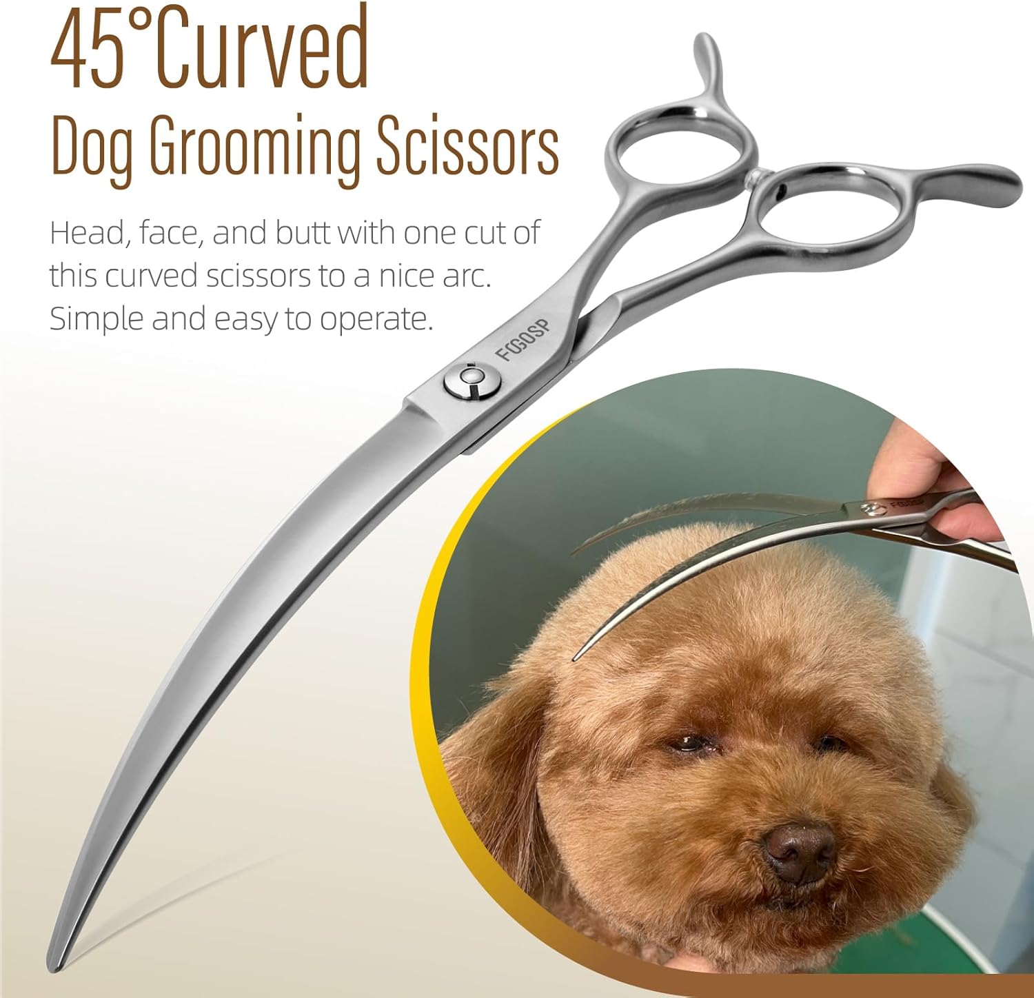 45°Curved Dog Grooming Scissors Curved Thinning Shears Curved Chunkers Dog Shears 3Pcs Combo (Black Gold)