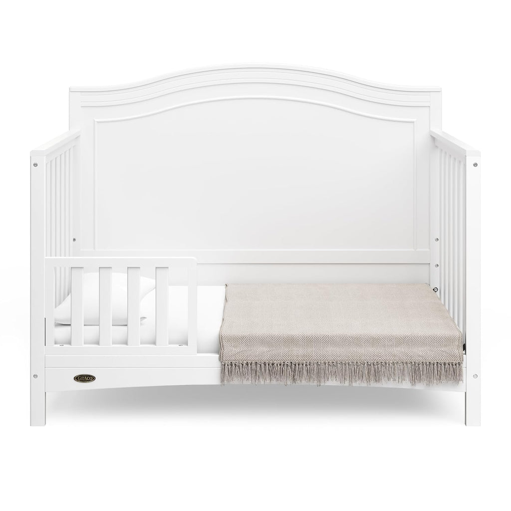 Graco Paris 4-in-1 Convertible Crib – GREENGUARD Gold Certified, Converts to Toddler Bed and Daybed, Fits Standard Full-Size Crib Mattress, Adjustable Mattress Support Base (White)