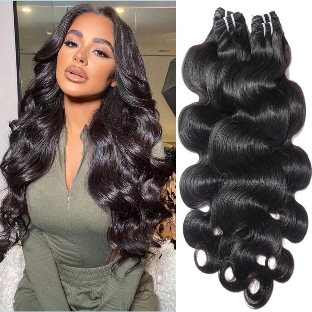 12A Bundles Human Hair Body Wave 4 Bundles 18 20 22 24 Inch Body Wave Bundles Human Hair Sew In Hair Extensions 100% Unprocessed Triple Lifespan Virgin No Tangle No Shedding