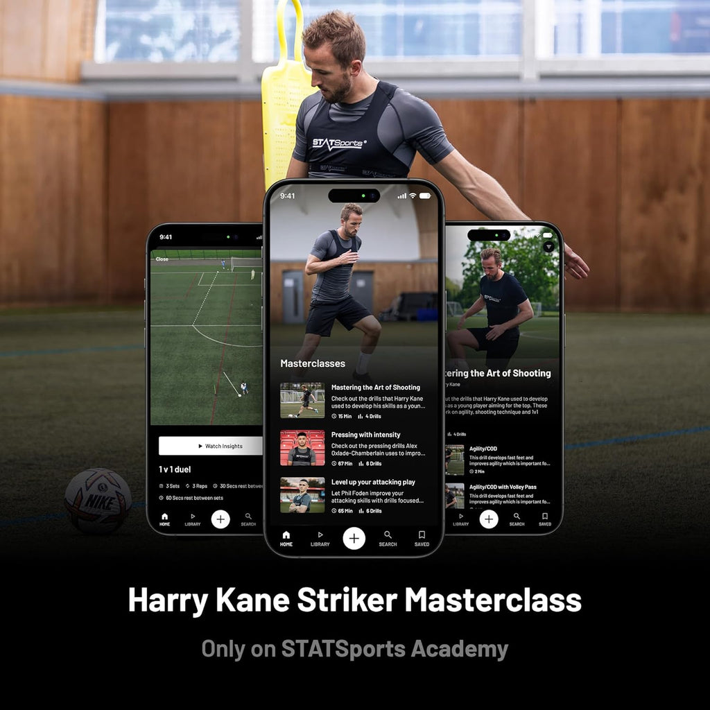 STATSports Academy GPS Soccer Tracker Vest - Unlock Elite Performance with Pro-Level Coaching, Drills & Nutrition - Tracks 24 Metrics - Football GPS Vest Used by Pro Players & Teams