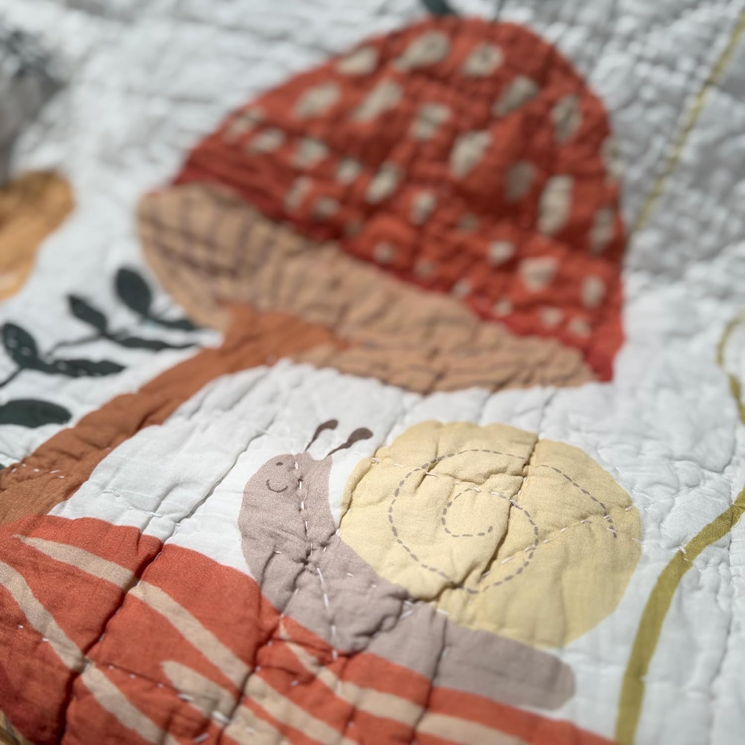 Lambs & Ivy Mushroom Meadow 3-Piece Organic Cotton Infant Baby Crib Bedding Set