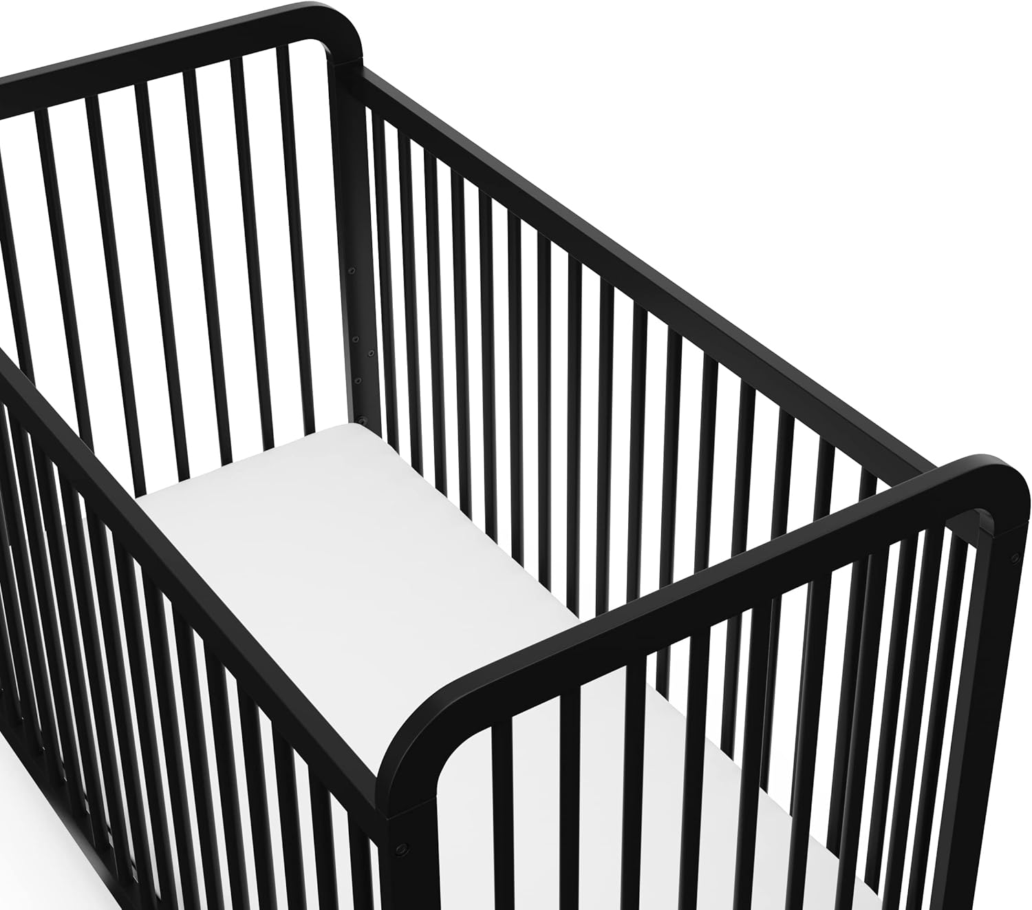 Storkcraft Pasadena 3-in-1 Convertible Crib – GREENGUARD Gold Certified, 100% Solid Wood, Fits Standard Crib Mattress, Converts to Toddler Bed and Daybed, 4 Mattress Heights (Black)
