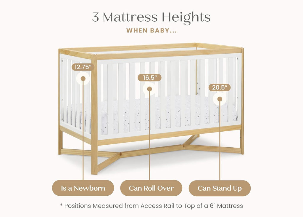 Delta Children Tribeca 4-in-1 Baby Convertible Crib, Bianca White/Natural