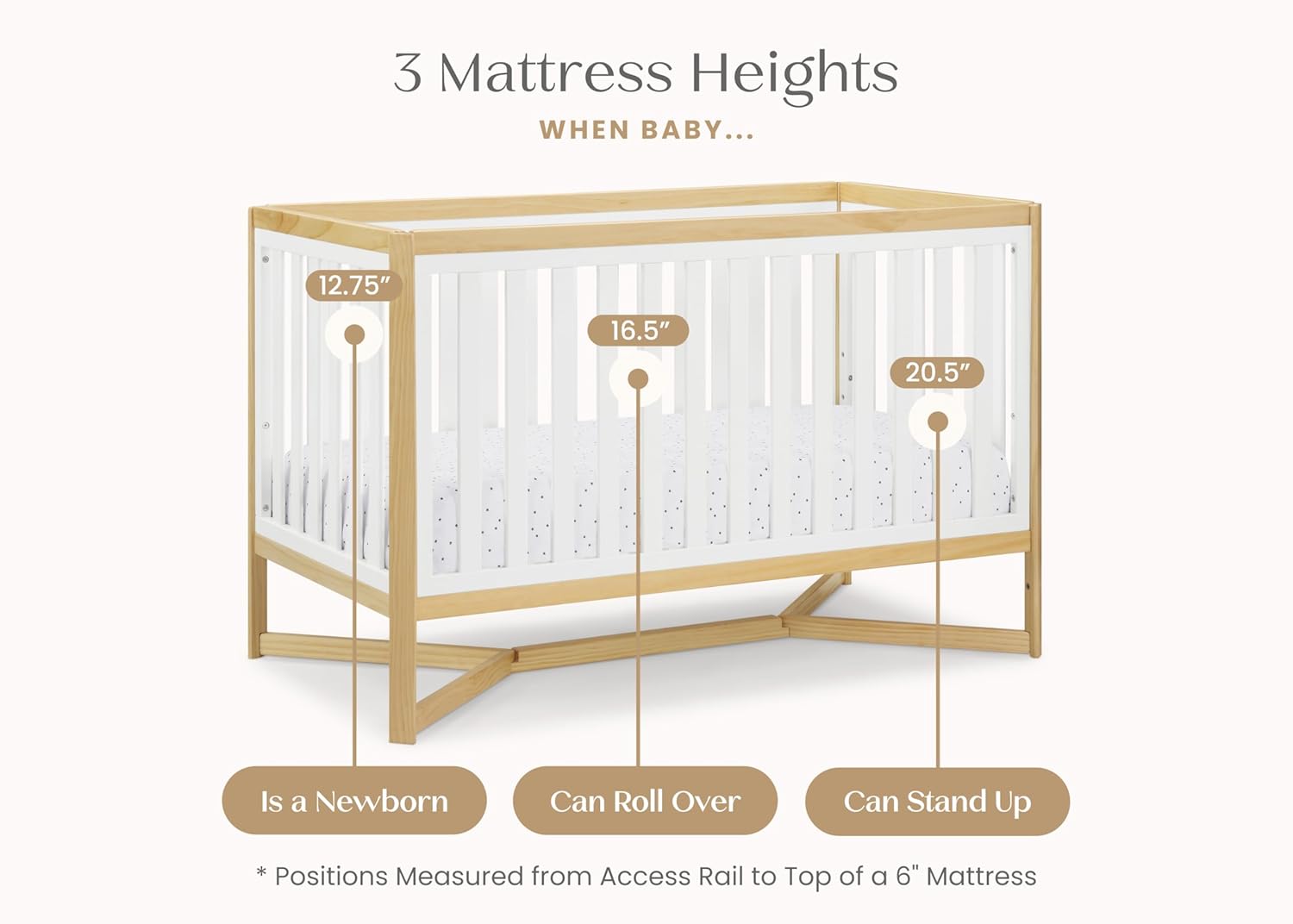 Delta Children Tribeca 4-in-1 Baby Convertible Crib, Bianca White/Natural