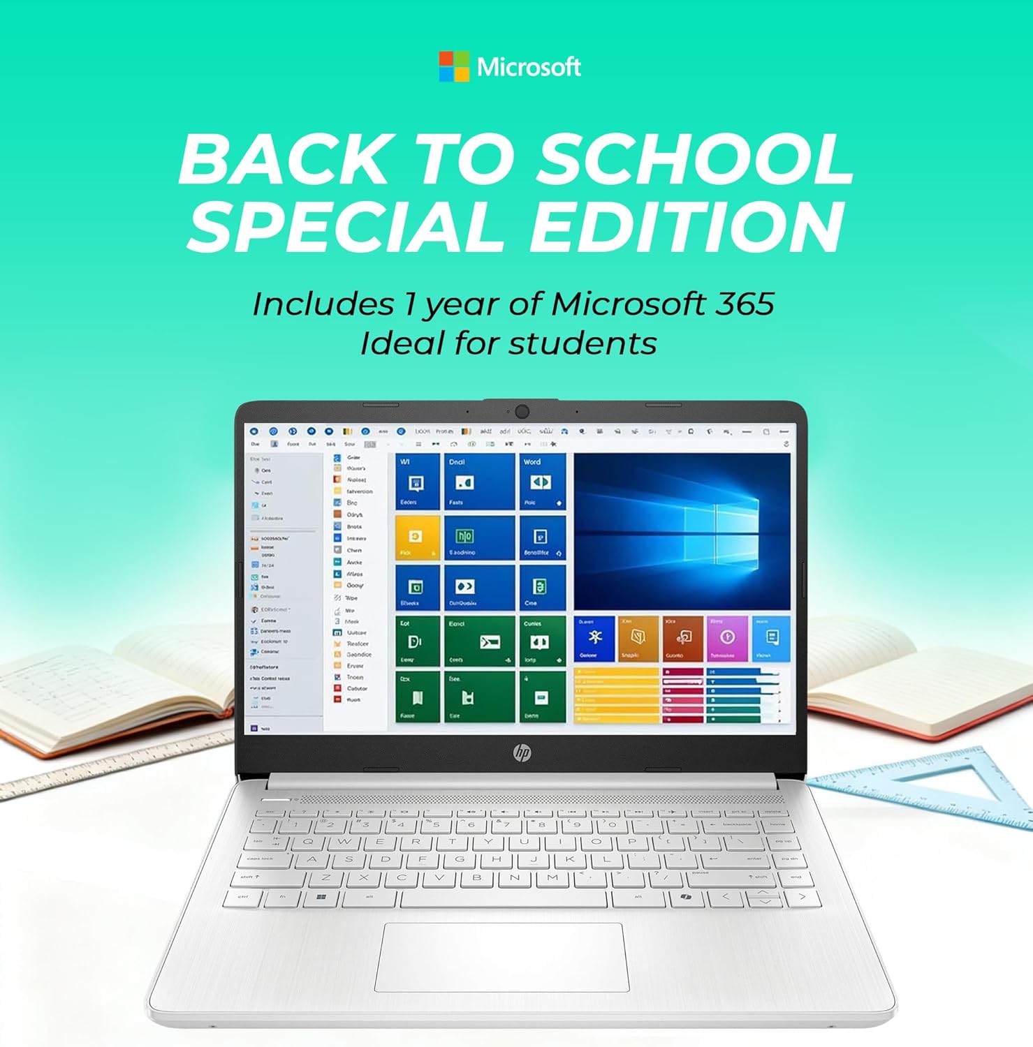 HP Ultrabook Laptop with Copilot AI • 2026 Edition • Intel 4-Core N150 CPU • 8GB RAM & 128GB SSD • Microsoft 365 • Windows 11 • Portable Student Laptop