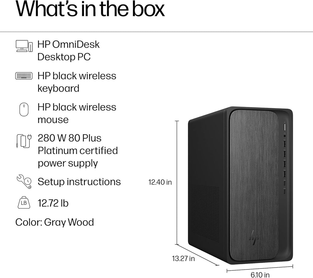 HP OmniDesk Desktop Computer PC, AMD Ryzen 7 8700G, 32GB DDR5 Memory, 1TB NVMe SSD, Radeon 780M Graphics, Wi-Fi 6 + Bluetooth 5.4 (Includes Keyboard + Mouse) (Renewed)