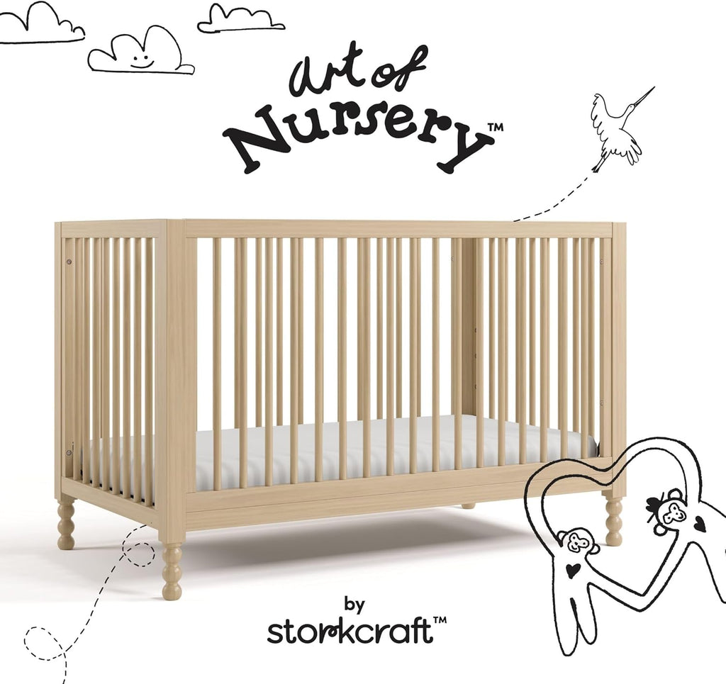 Storkcraft Rio 5-in-1 Convertible Crib and Toddler Guardrail – GREENGUARD Gold Certified, Toddler Bed Conversion Kit Included, Fits Baby Crib Mattress, Converts to Full Bed (Driftwood)