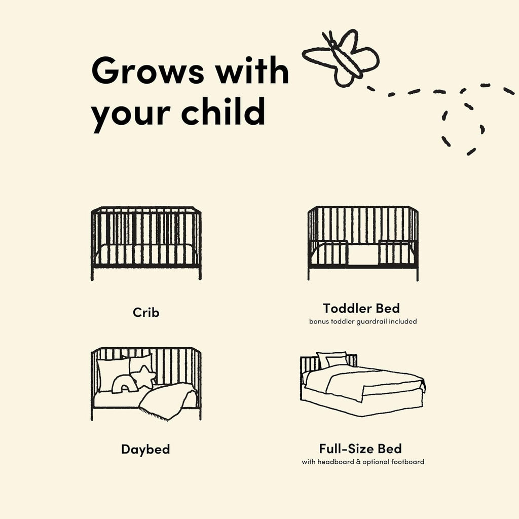 Storkcraft Santorini 5-in-1 Convertible Crib with Toddler Guardrail – GREENGUARD Gold Certified, Conversion Kit Included, 100% Solid Wood, Fits Standard Crib Mattress (Hazelnut)