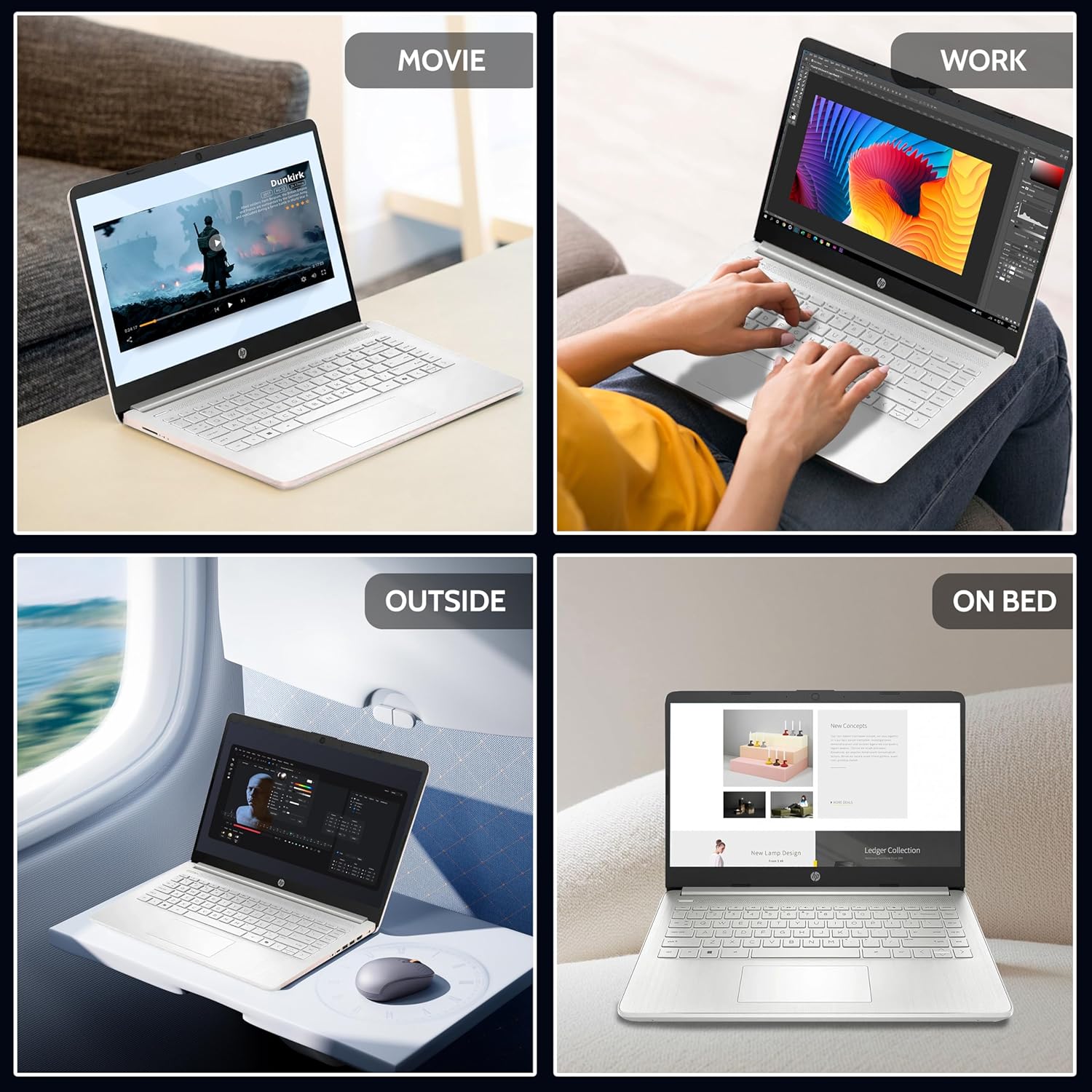 HP Essential Laptop Computer for Home and Student with Office 365, 2026 Edition, 128GB Storage- Intel Processor - LED Display, 500GB External HDD, Portable Design, Copilot AI, Win 11 Home S