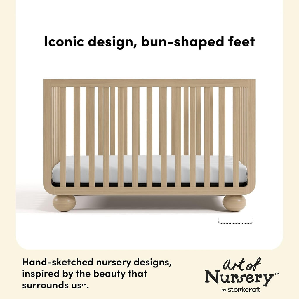 Storkcraft Amalfi 5-in-1 Convertible Crib with Toddler Guardrail – GREENGUARD Gold Certified, Conversion Kit Included, Fits Baby Crib Mattress, Converts to Full Bed (Driftwood)