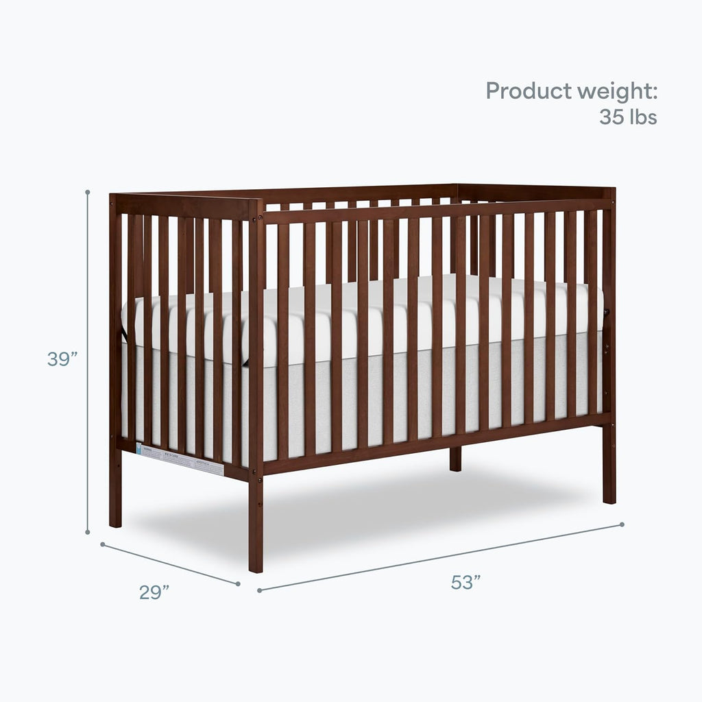 Dream On Me Synergy 5 in 1 Convertible Crib in Walnut Brown, Greenguard Gold and JPMA Certified, Converts from A Baby Crib to A Toddler Bed, A Daybed and Full-Size Bed