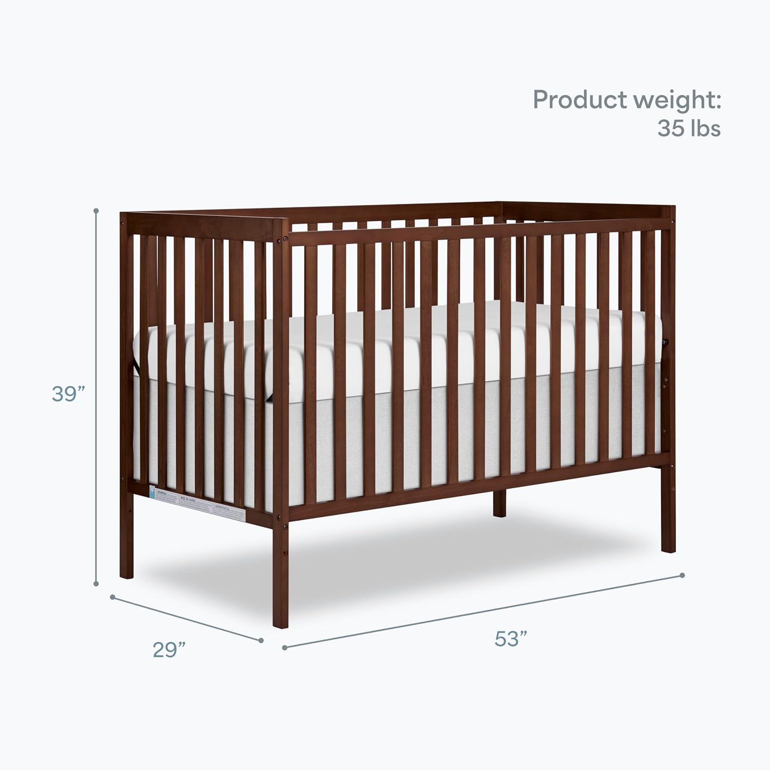 Dream On Me Synergy 5 in 1 Convertible Crib in Walnut Brown, Greenguard Gold and JPMA Certified, Converts from A Baby Crib to A Toddler Bed, A Daybed and Full-Size Bed