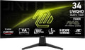 msi MAG 346CQ 34-inch 3440 x 1440 (UWQHD) Gaming Monitor, 180Hz, FreeSync Premium, HDMI, DisplayPort, VESA Mountable, Tilt, Height Adjustable, Speaker, 1ms, Black