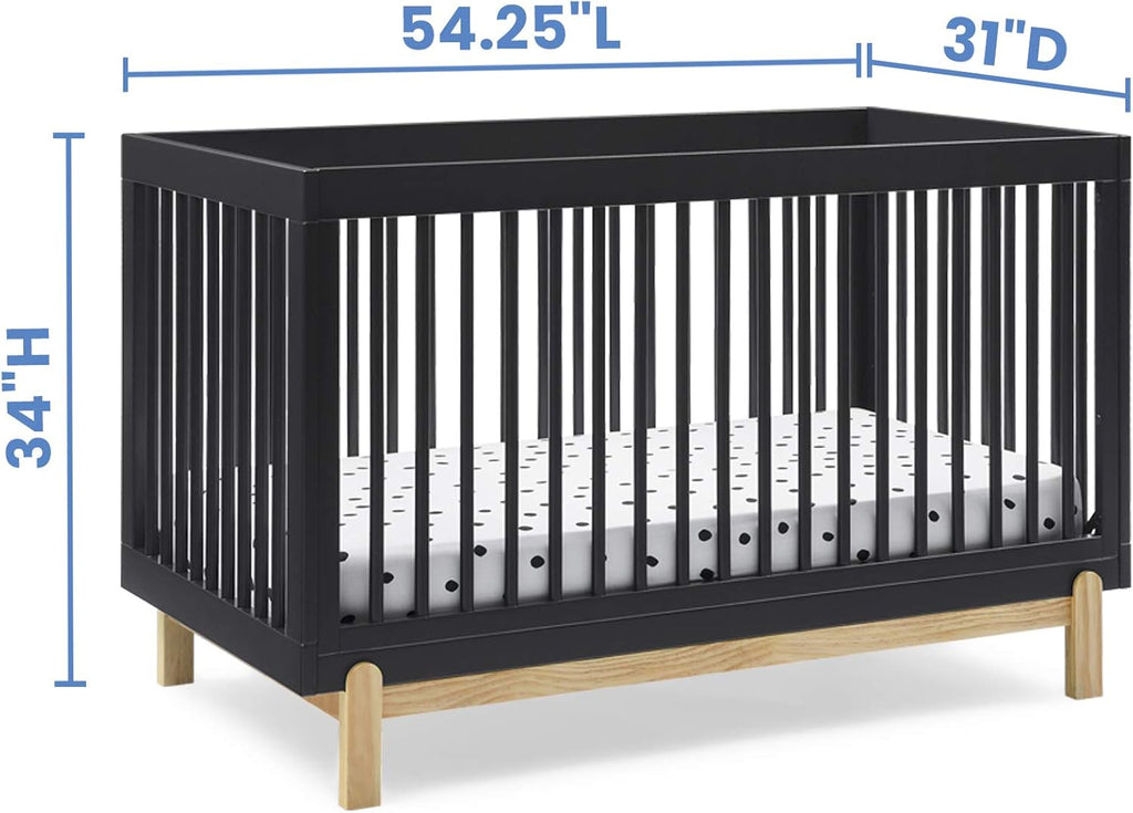 Delta Children Poppy 4-in-1 Convertible Crib, Greenguard Gold Certified, Midnight Grey/Natural