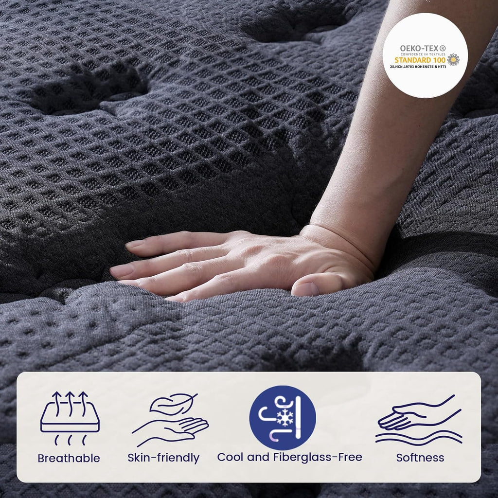 FANSACE Firm King Size Mattress (High-End Upgraded) Hotel-Level Luxury 18 Inch Hybrid King Mattress in A Box, Cooling-Gel Memory Foam & Pocket Springs, Back Pain, Extra Edge Support, 365-Night Trial