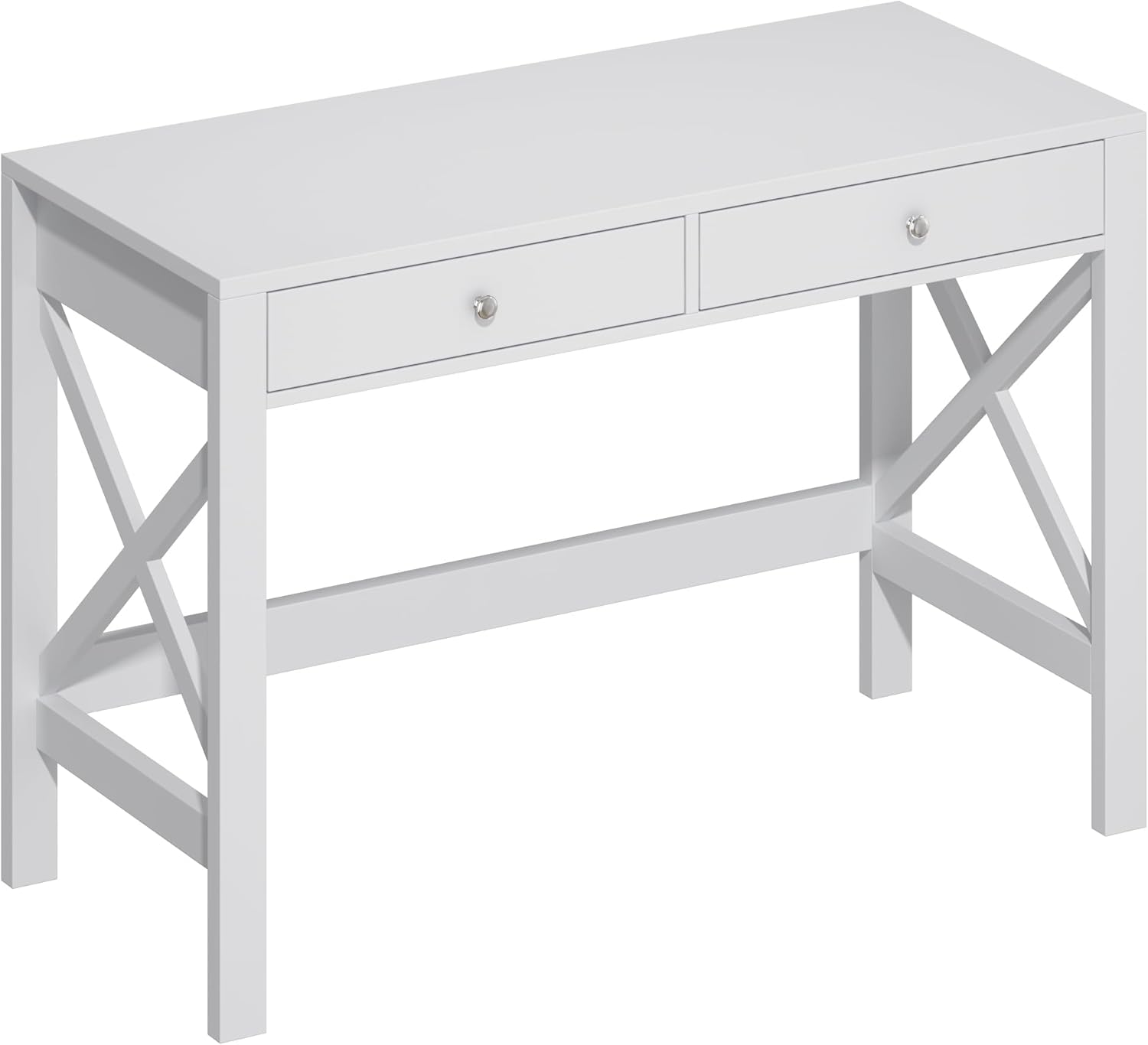 ChooChoo Computer Desk Study for Home Office, Modern Simple 40 Inches Desk with Drawers, Makeup Vanity Console Table, White