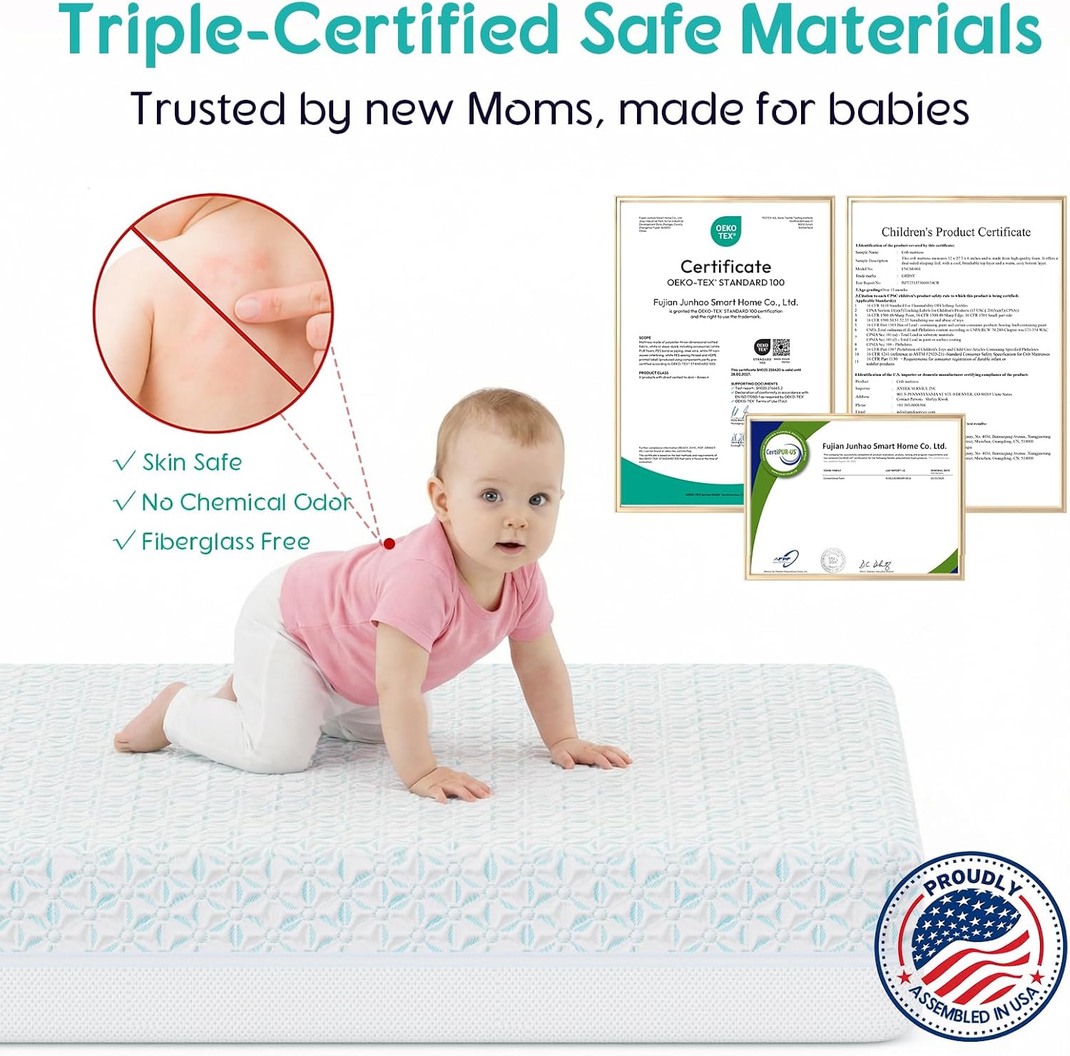 4 in 1 Crib Mattress, 6" Dual Sided Memory Foam Toddler Bed Mattress, Cotton Heat & Tencel Cooling Cover, Firm Breathable Baby Mattress for Infant & Toddler, Waterproof Linning & Washable