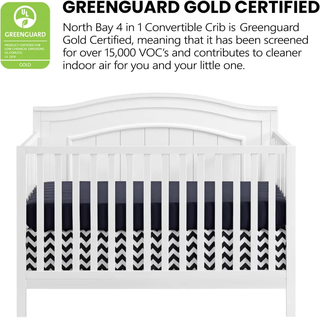 Oxford Baby North Bay 4-in-1 Convertible Crib, Snow White, GreenGuard Gold Certified