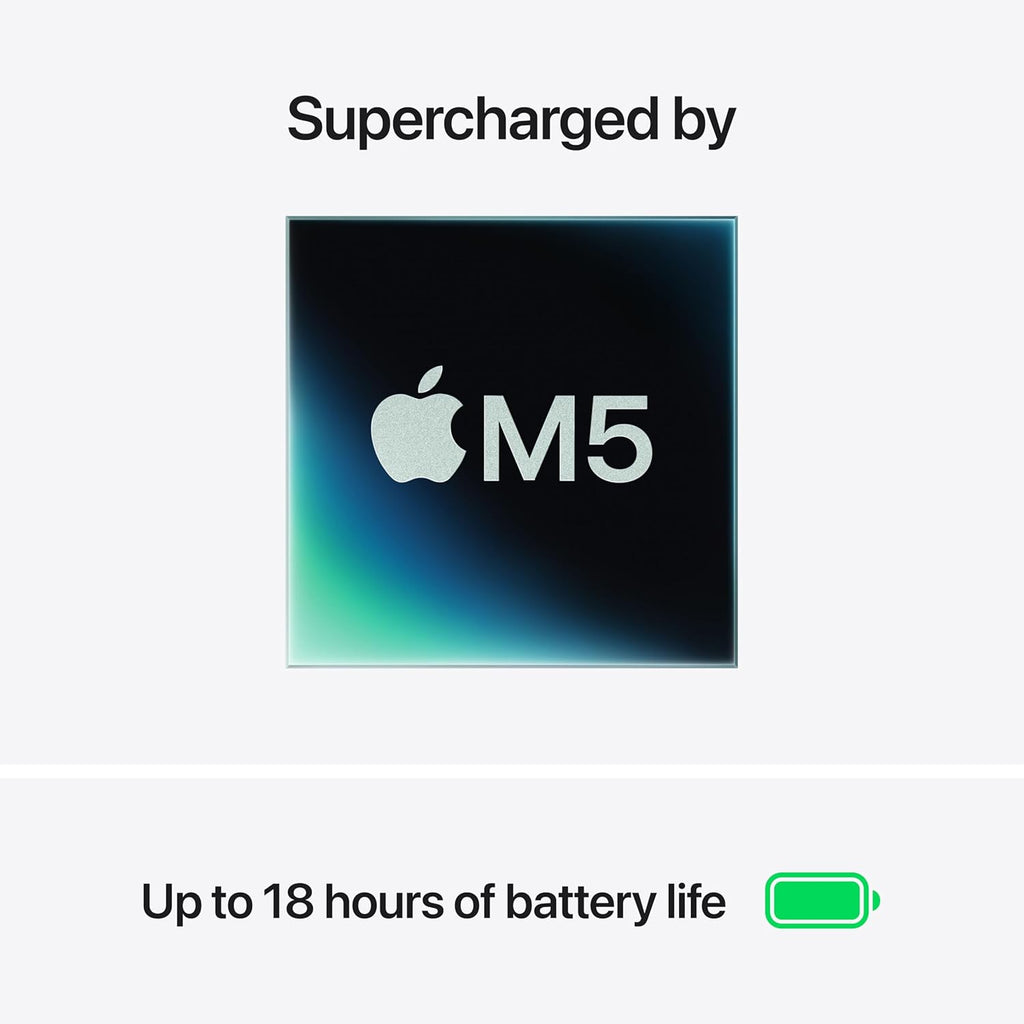 Apple 2026 MacBook Air 13-inch Laptop with M5 chip: Built for AI, 13.6-inch Liquid Retina Display, 16GB Unified Memory, 512GB SSD, 12MP Center Stage Camera, Touch ID, Wi-Fi 7; Silver