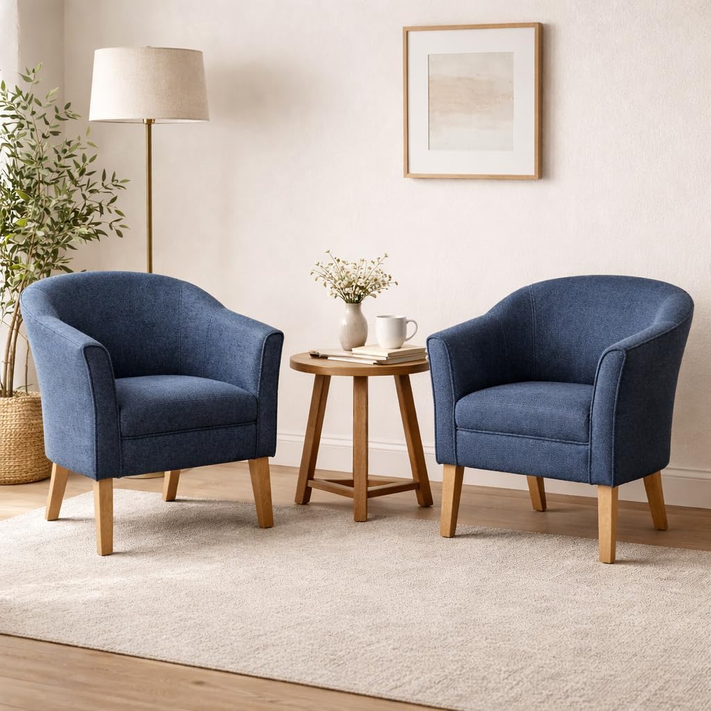 HomePop Barrel Shaped Accent Chair, Blue Texture