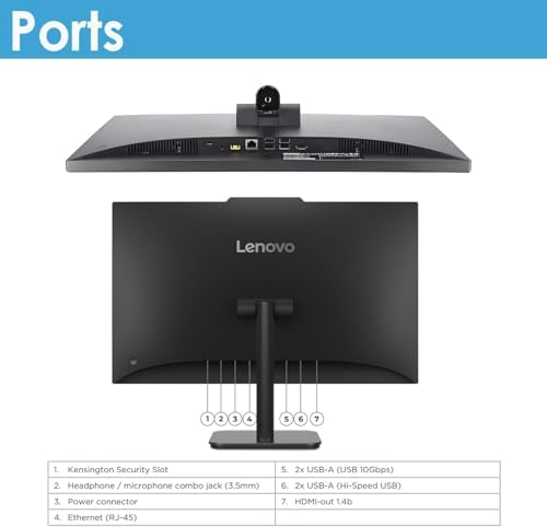 Lenovo IdeaCentre 24 23.8" All-in-One with Lifetime Office 365 for Web, 8GB DDR4 RAM, 512GB PCIe SSD, Intel N100 Processor, FHD AIO Desktop Computer, WiFi 6, Bluetooth, Jet Black, Win 11 Home